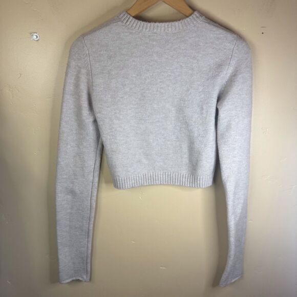 Garage Womens Size Medium Oatmeal Cropped Crew Neck Sweater Long Sleeve Trendy - Picture 6 of 6
